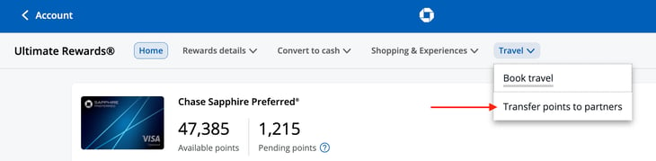 Chase Transfer Points to Partners