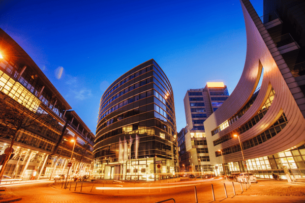 a night view of Hotel Hyatt